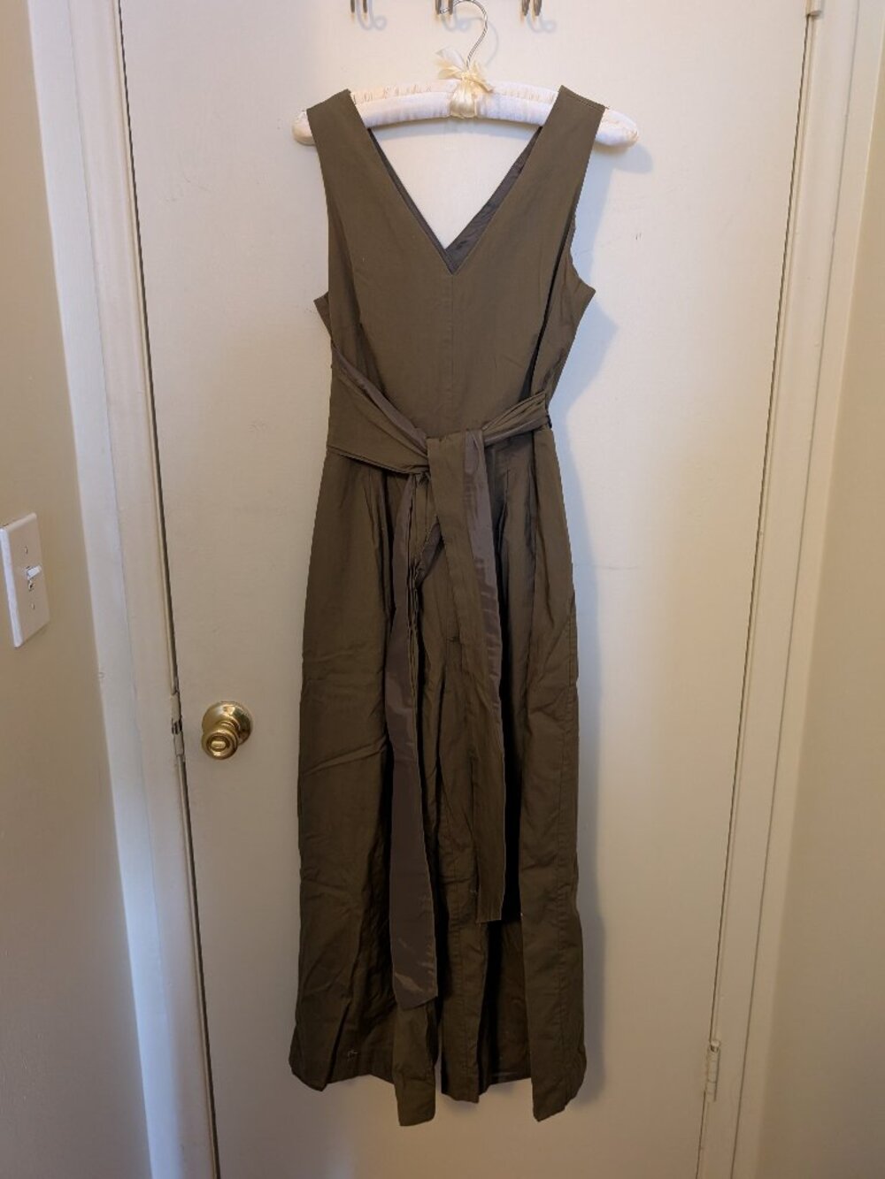 J Crew Olive Green Wrap Jumpsuit Size 4